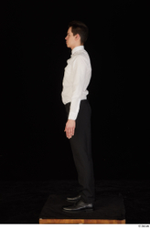 Whole Body Man White Uniform Shoes Shirt Trousers Slim Standing Studio photo references